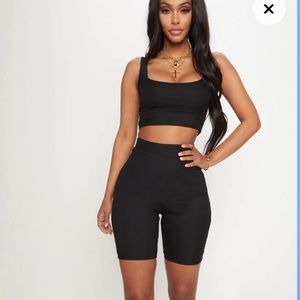 Prettylittlething Black Mesh Biker Shorts